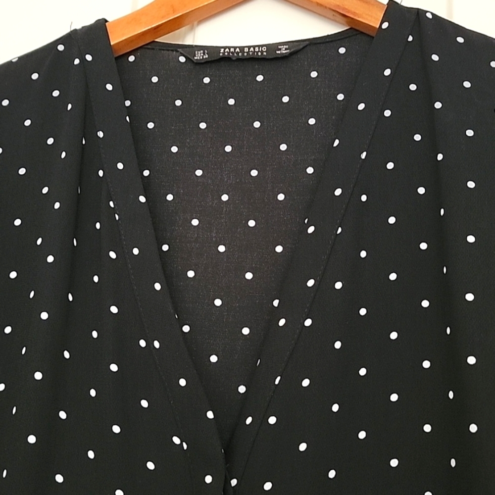 Zara Basic Collection Polka-Dot Button-Down Ballo… - image 2